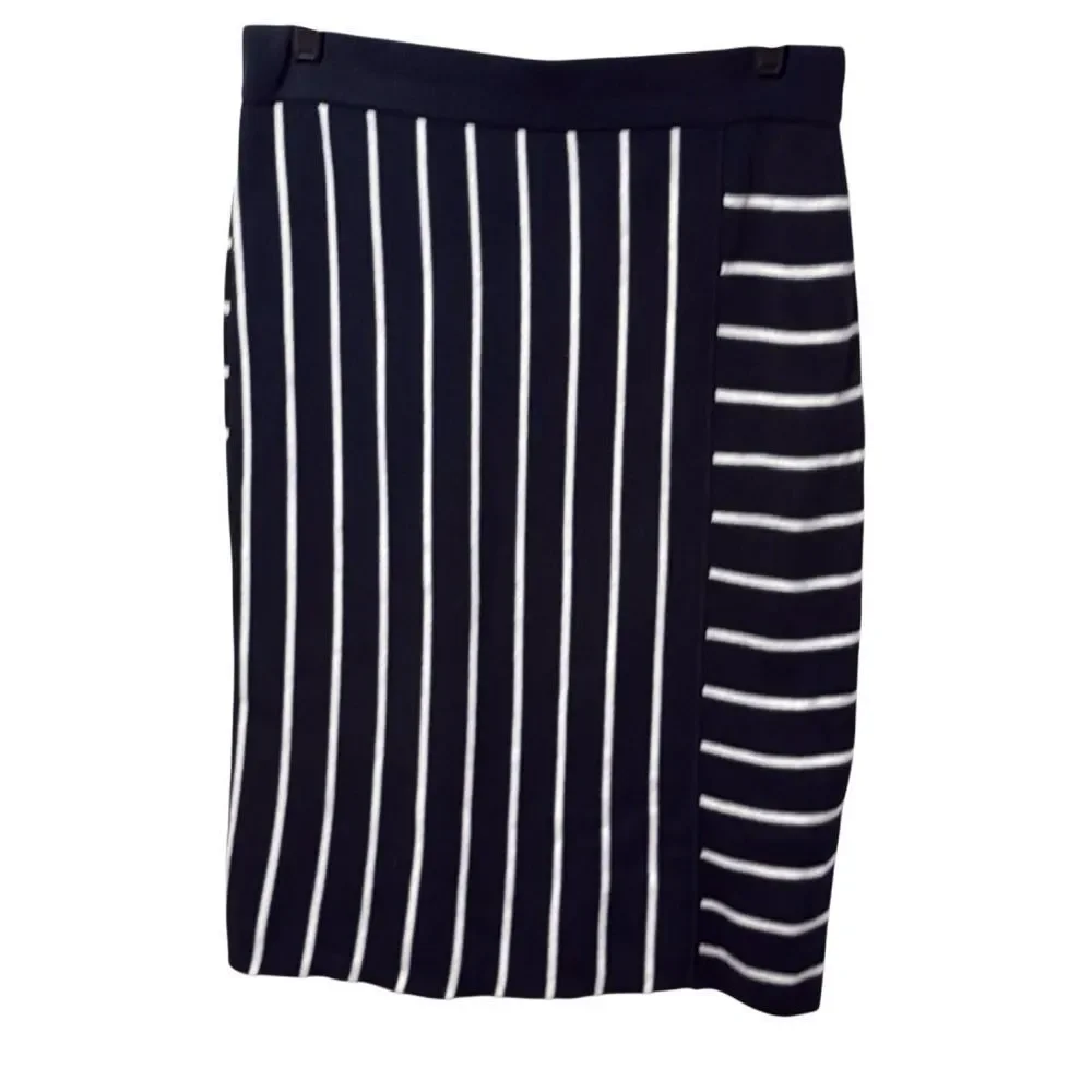 Banana Republic Striped Sweater Pencil Skirt Navy White Size Medium